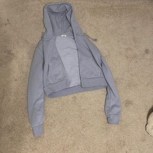 blue pacsun zip up cropped hoodie